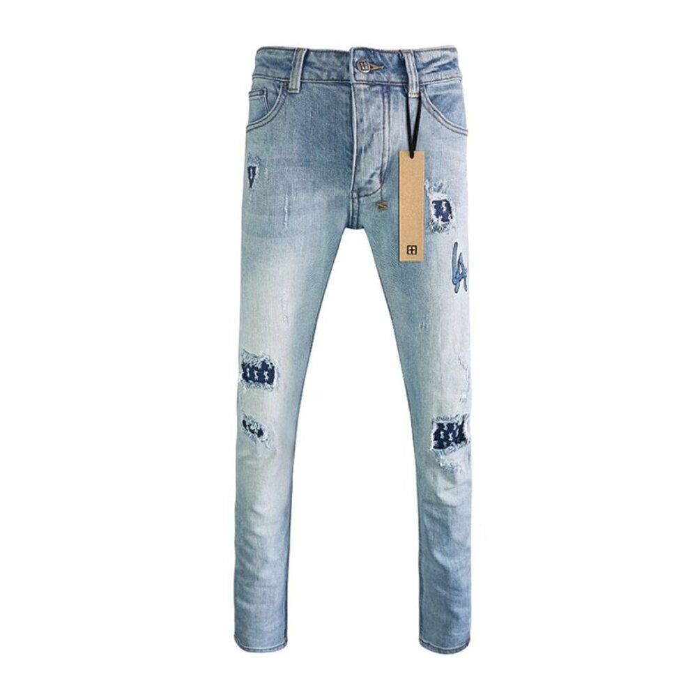 Ksubi Blue Raw Edge Ripped Skinny Jeans